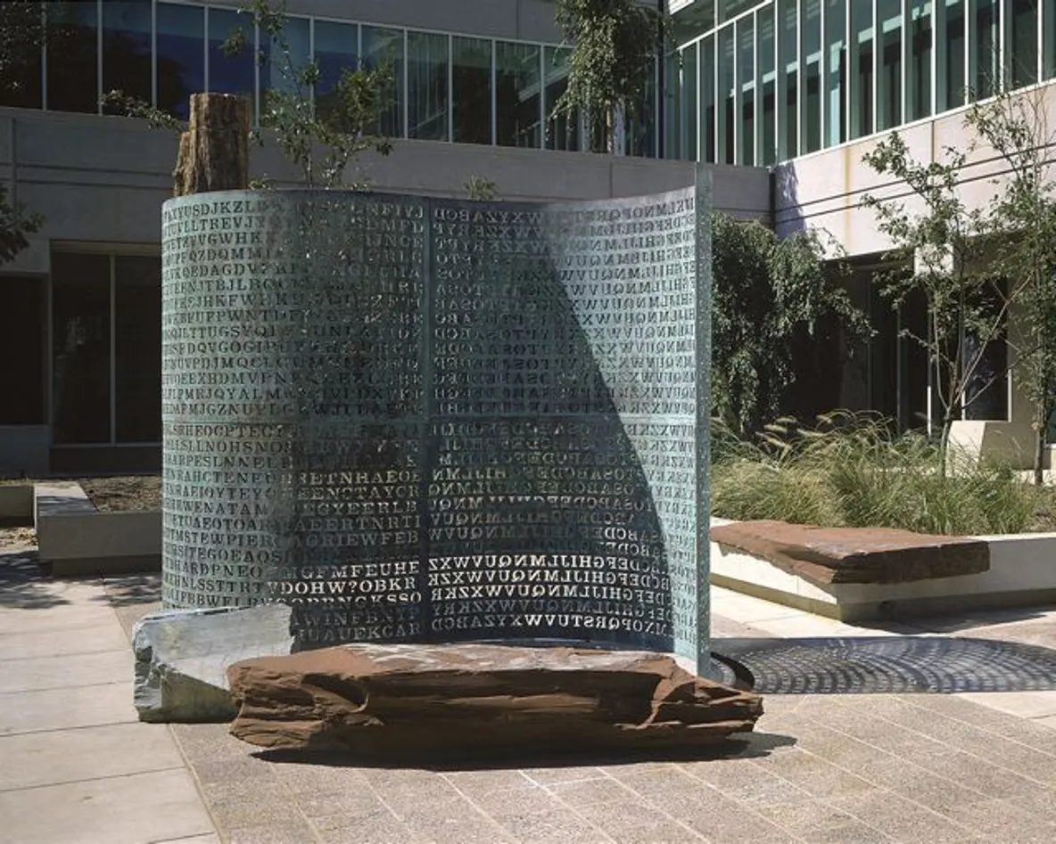The Kryptos sculpture at CIA headquarters in Virginia.