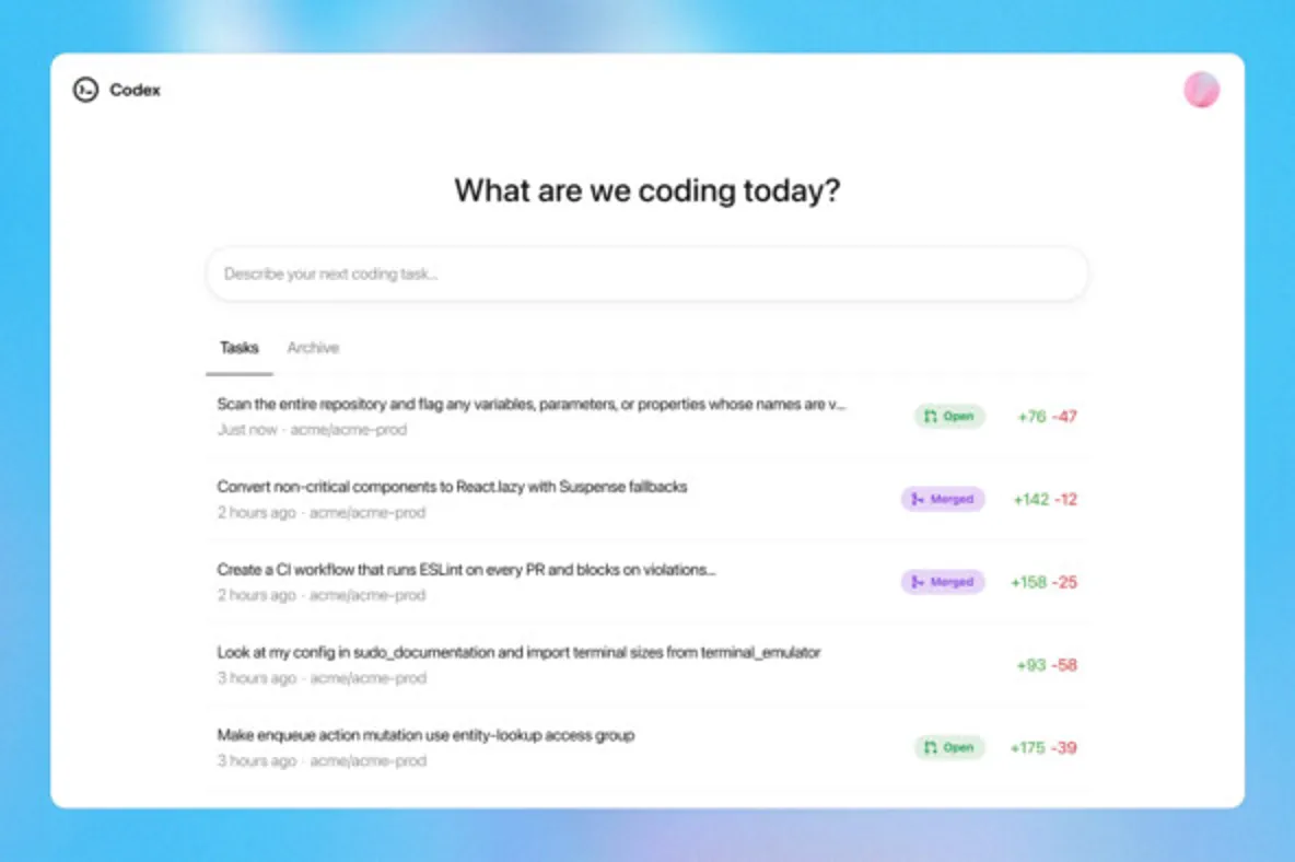 Codex at work. Source: OpenAI